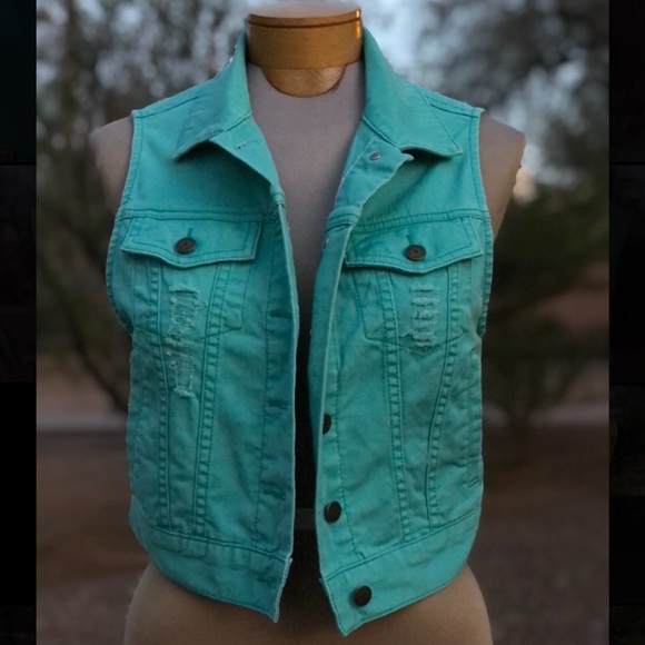 Turquoise Denim Jacket - Picture 1 of 2
